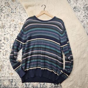 Alexander Julian Colours Border Pattern Cotton Knit Sweater Vintage XL